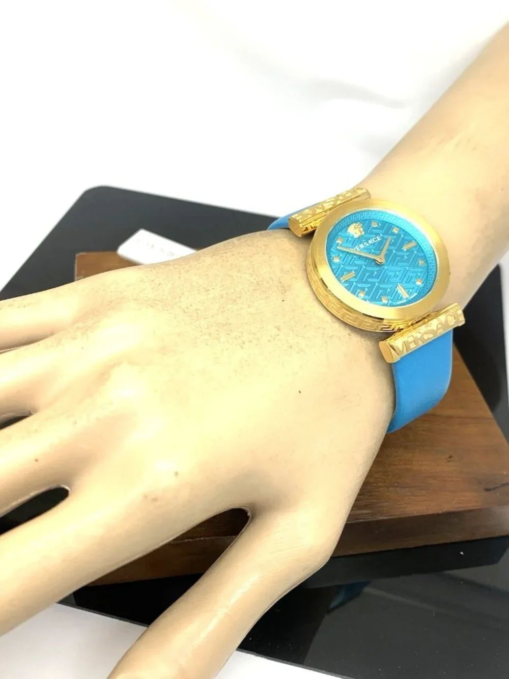 Versace Women's Watch VE6J00323 Regalia Swiss Quartz Gold Turquoise Leather 34mm
